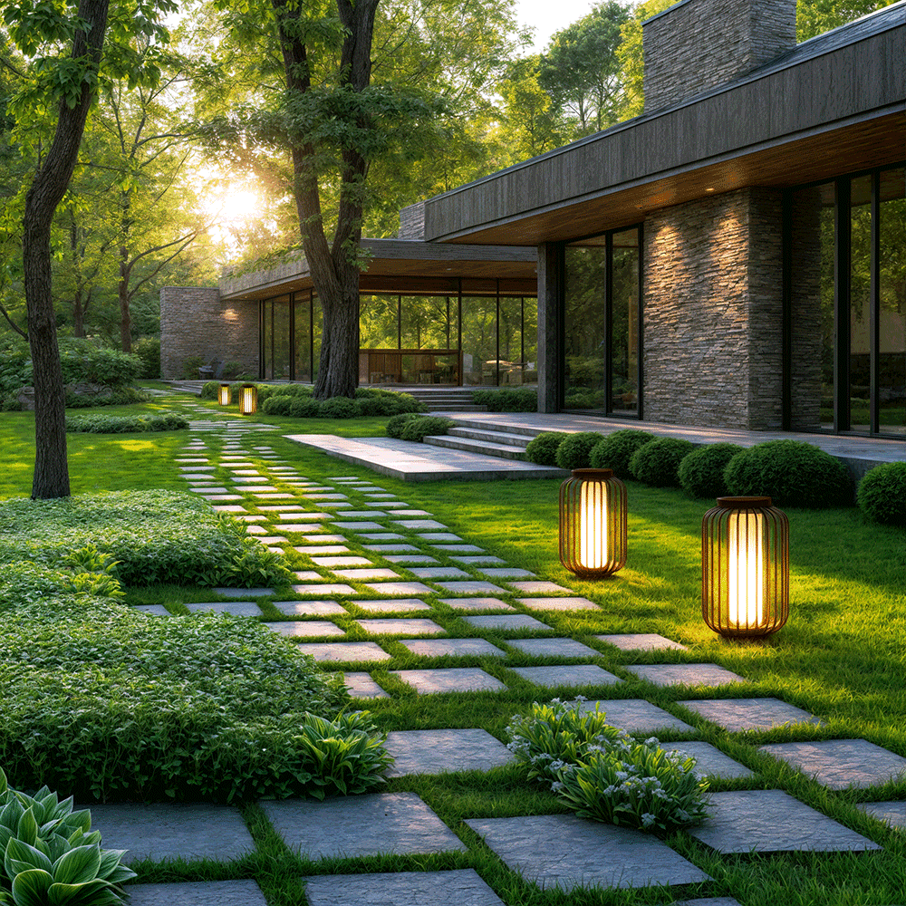 NYRALUX | Waterdichte Buitenlamp met Kooi-Design – LED Tuinverlichting – Roestvrij & Weerbestendig – Voor Terras & Binnenplaats