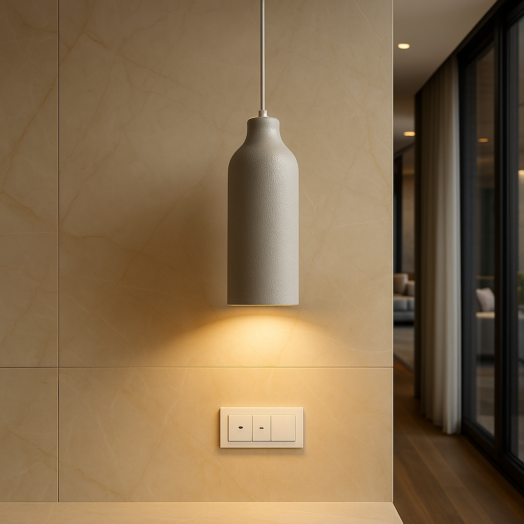 TERRALUNA Lampada a sospensione – Design minimalista in cemento con illuminazione LED calda