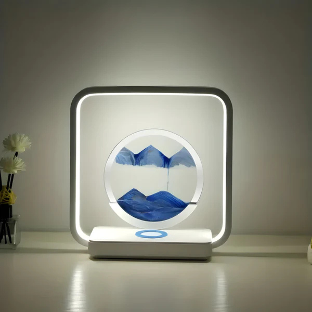 SandAura | Lampada Notturna LED 3D con Flusso di Sabbia in Movimento