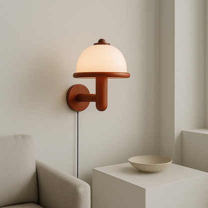 NordShroom | Houten Wandlamp in Scandinavische Paddenstoelstijl