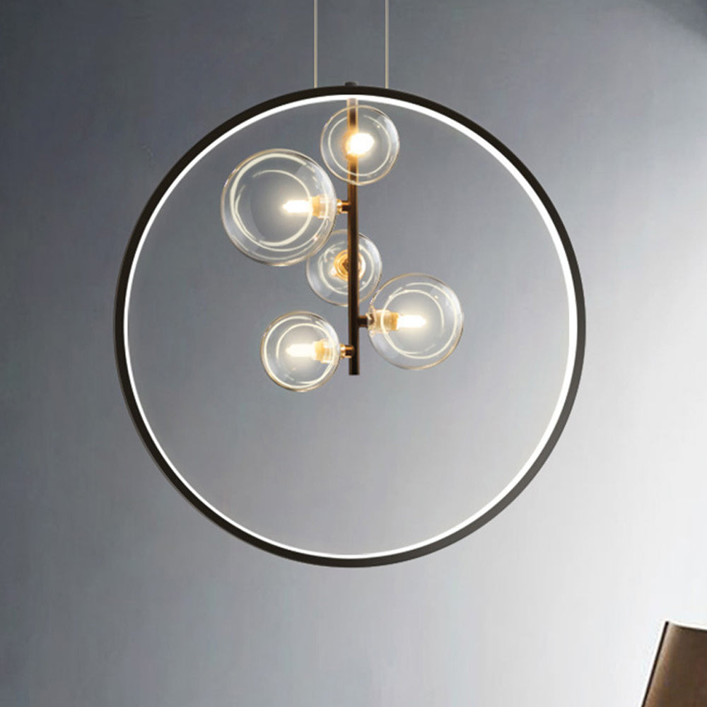 BubbleLuxe - Lampada a sospensione in vetro scandinavo con anello