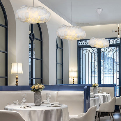 CloudNova - Designerska lampa wisząca LED Chmura biała PVC/bawełna