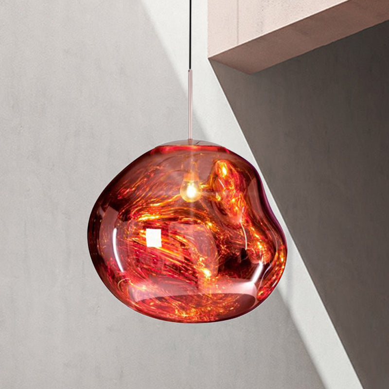 Lampada a sospensione moderna Argento/Vetro rosso 1 luce Lampada da soffitto per sala da pranzo