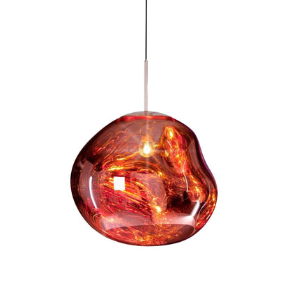 Lampada a sospensione moderna Argento/Vetro rosso 1 luce Lampada da soffitto per sala da pranzo