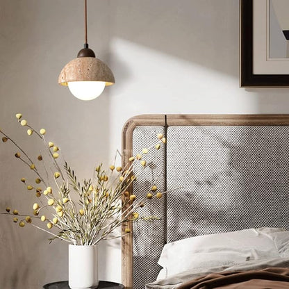 MAVORA Lampa wisząca – Masowy marmur i orzech włoski – Artystyczny design z oświetleniem LED