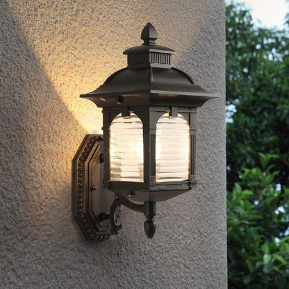 Vintaria | Lampada da parete in vetro antico – Classica lampada da esterno – Attacco E27 – 39 cm di altezza
