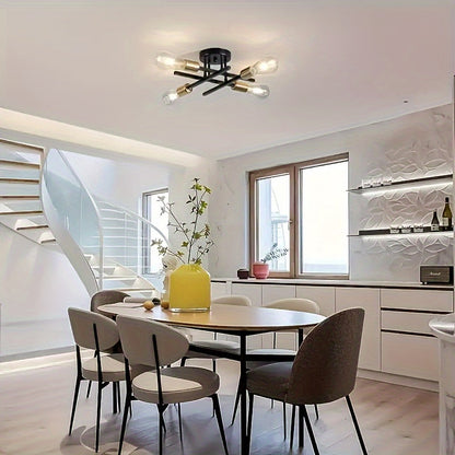 Rayvora | Lampada da soffitto moderna in ferro nero con stile industriale