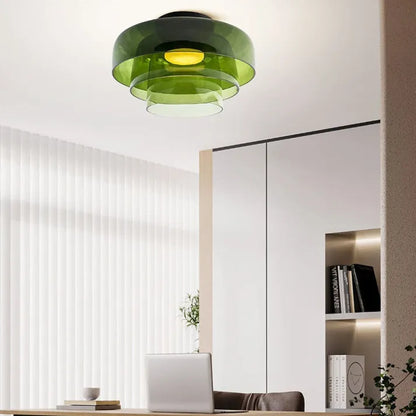 GlassLuxe Moderne Plafondlamp | Glazen Plafondlamp met Warme LED voor Woonkamer of Slaapkamer
