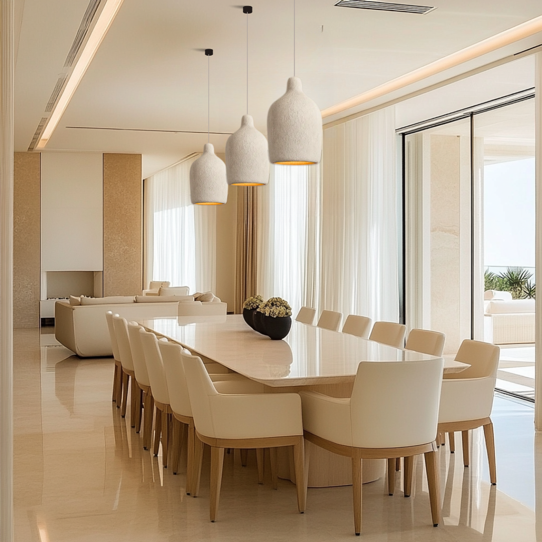 TERRALUNA Lampada a sospensione – Design minimalista in cemento con illuminazione LED calda