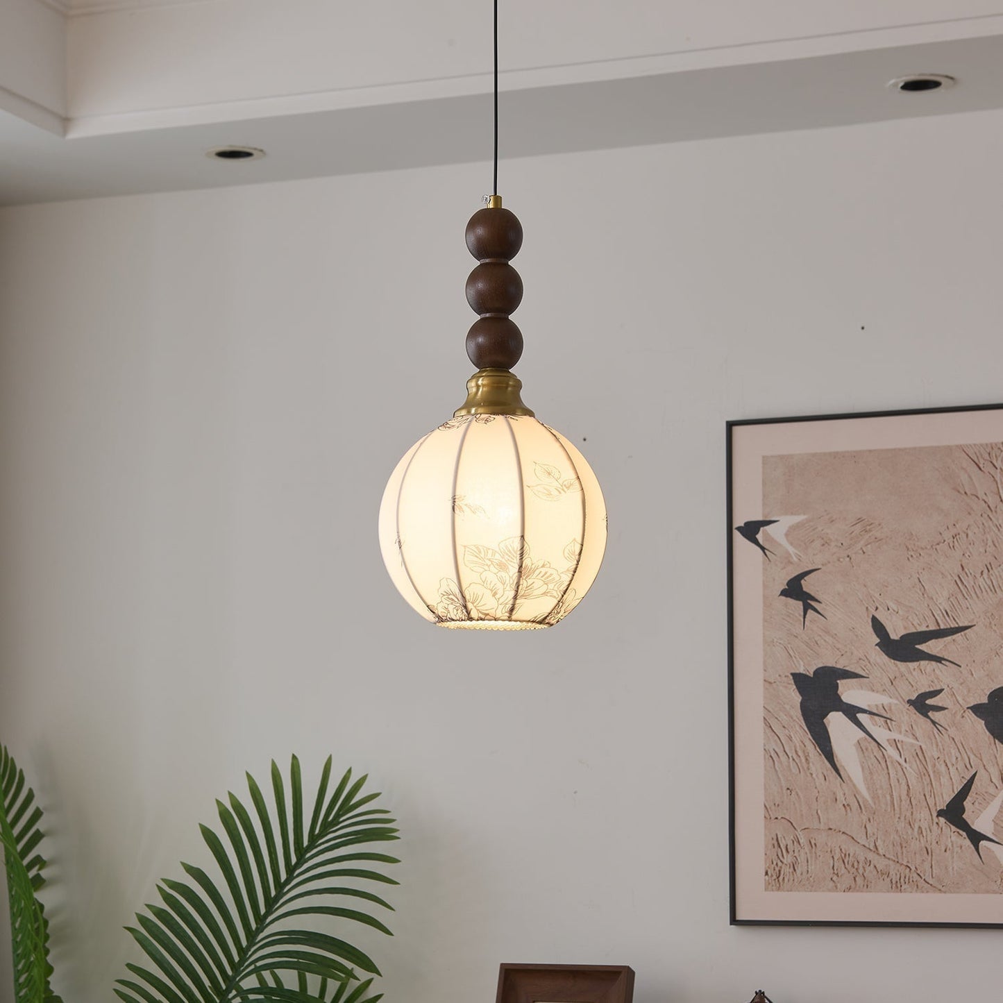 LUNARIAH Lampada a sospensione – Design artigianale in vetro, legno e ceramica – Disponibile in 4 modelli