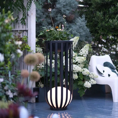 Nova GardenGlow | Solar Tafellamp met Bloempot – LED Buitenlamp – Roestvrij & Weerbestendig – Moderne Tuinverlichting