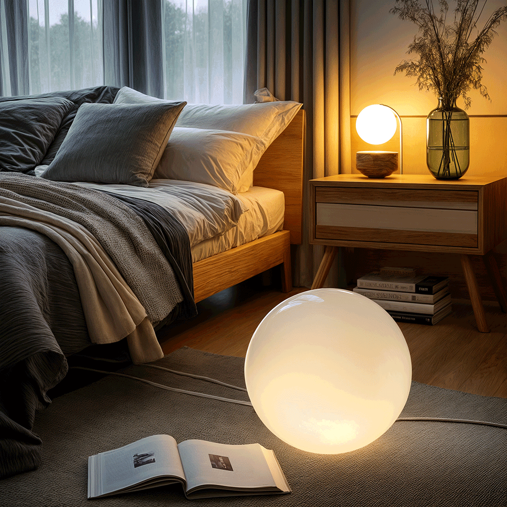 GlowSphere | Lampa ogrodowa LED w kształcie kuli – zasilanie AC – nastrojowe oświetlenie zewnętrzne – tworzywo sztuczne – okrągły design