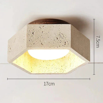 TerraLune | Wabi Sabi Travertin Plafondlamp – LED Downlight