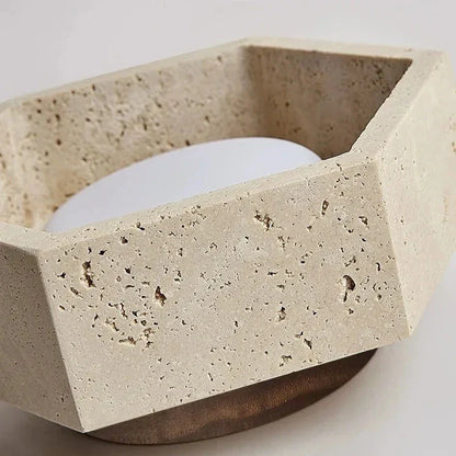 TerraLune | Wabi Sabi Travertin Plafondlamp – LED Downlight