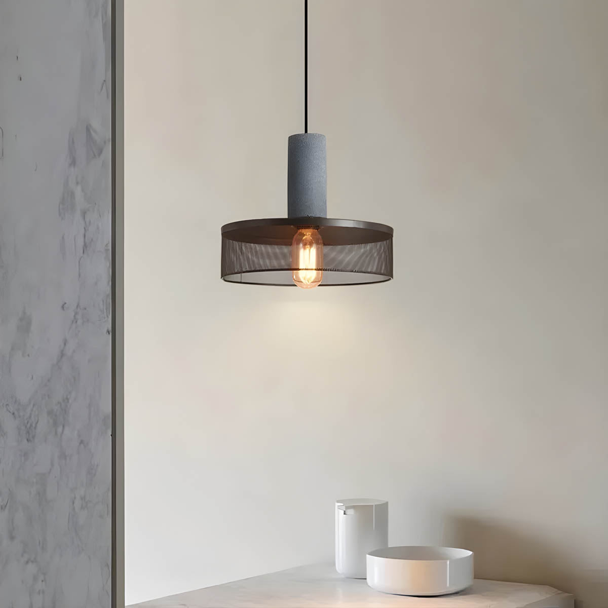 FERROX Hanglamp – Beton & IJzer in Industrieel Design – LED met E27 Fitting