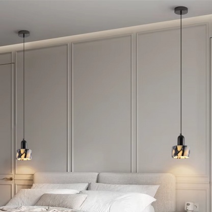 Lampada a sospensione OBSCURA | Design in marmo nero con LED E27 | Aspetto pietra naturale di lusso