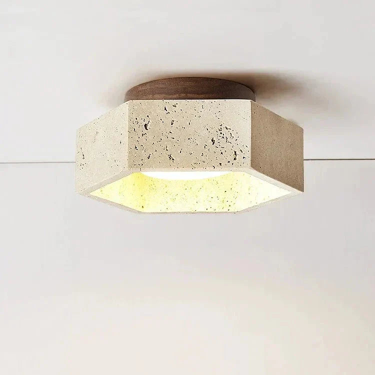 TerraLune | Wabi Sabi Travertin Plafondlamp – LED Downlight