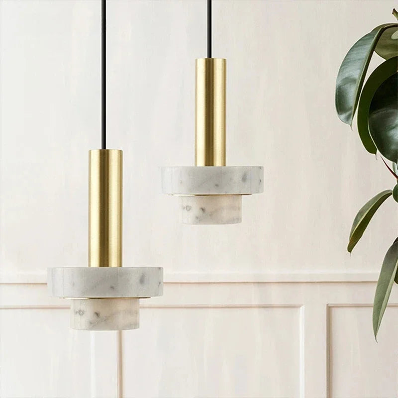 LAVÉRO Lampada a sospensione – Rame di lusso & Pietra vulcanica – Design geometrico con luce LED calda