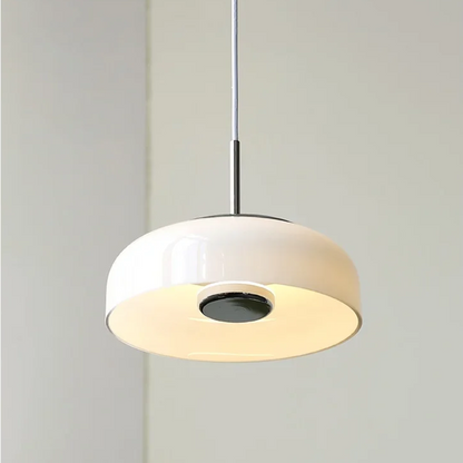 ORLUMA Hanglamp – Chroomwit Koepelglas – Bauhaus Design – Ø23 cm