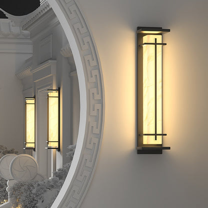 STRAVO Lampa zewnętrzna – nowoczesna lampa ścienna LED z marmurem i stalą nierdzewną – wodoodporna IP65