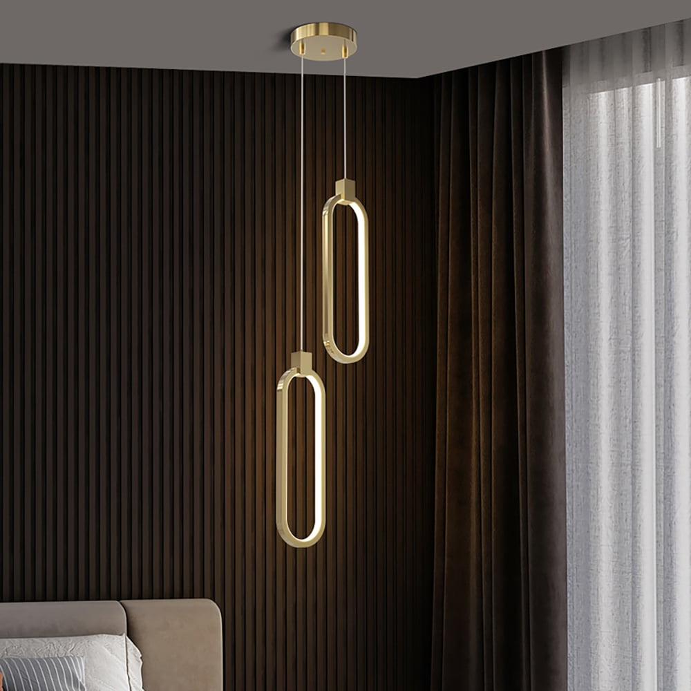SOLVARÉ Hanglamp | Dubbele Ringen in Goudkleurig Messing | LED Verlichting