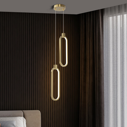 SOLVARÉ Hanglamp | Dubbele Ringen in Goudkleurig Messing | LED Verlichting