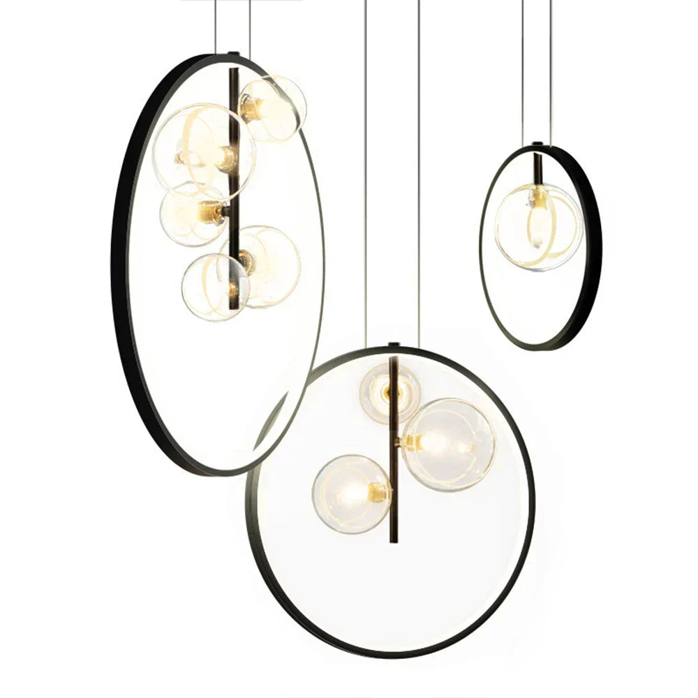 BubbleLuxe - Lampada a sospensione in vetro scandinavo con anello