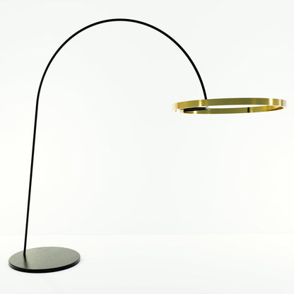 Halo – Design Vloerlamp met Gebogen Arm en LED Ringen – Aluminium & Acryl – Modern Interieur