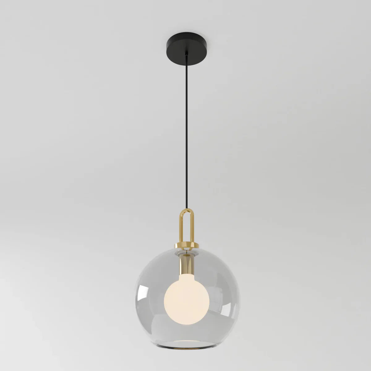 GlasNura – Moderne Hanglamp met Grijs of Transparant Glas en Messing Details