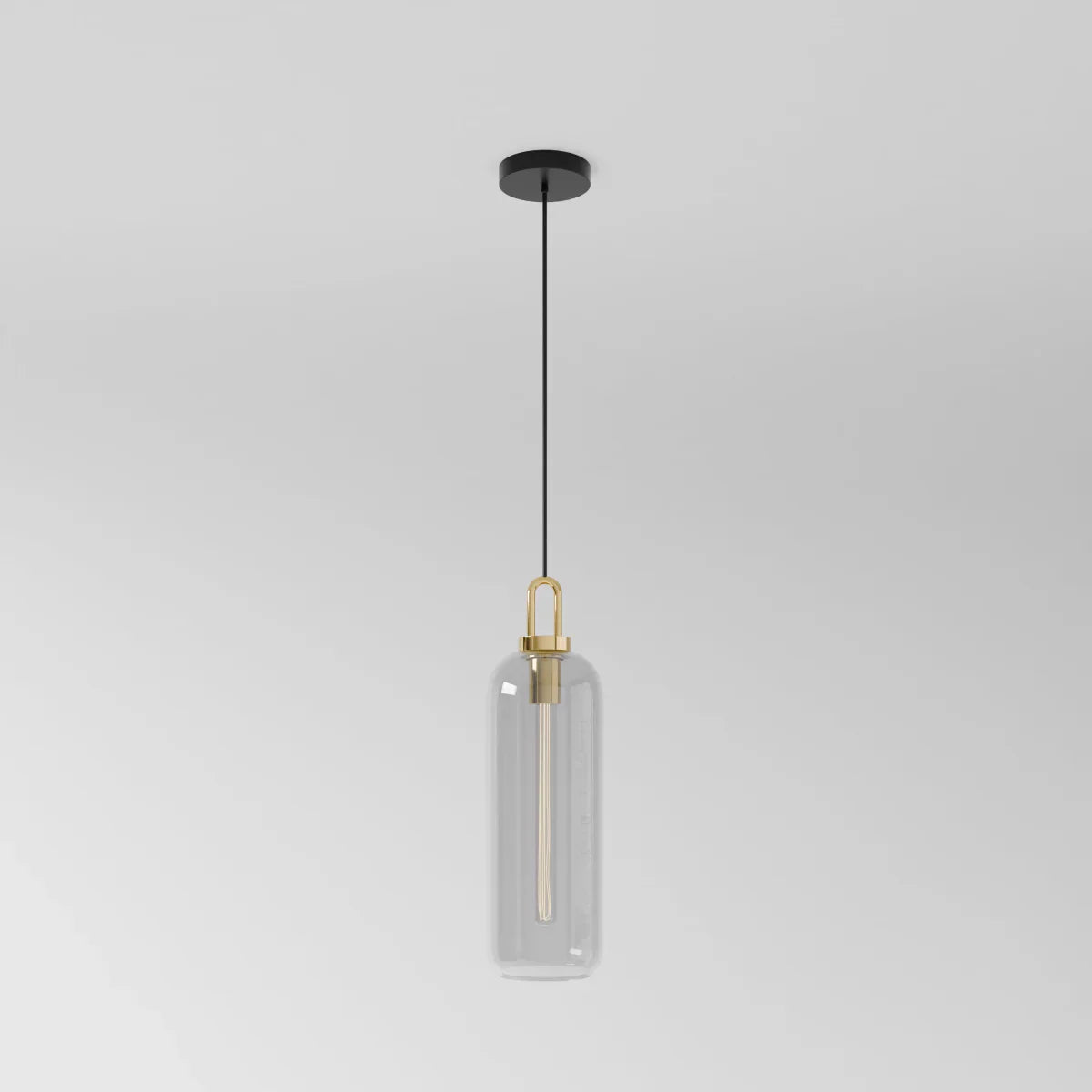 GlasNura – Moderne Hanglamp met Grijs of Transparant Glas en Messing Details