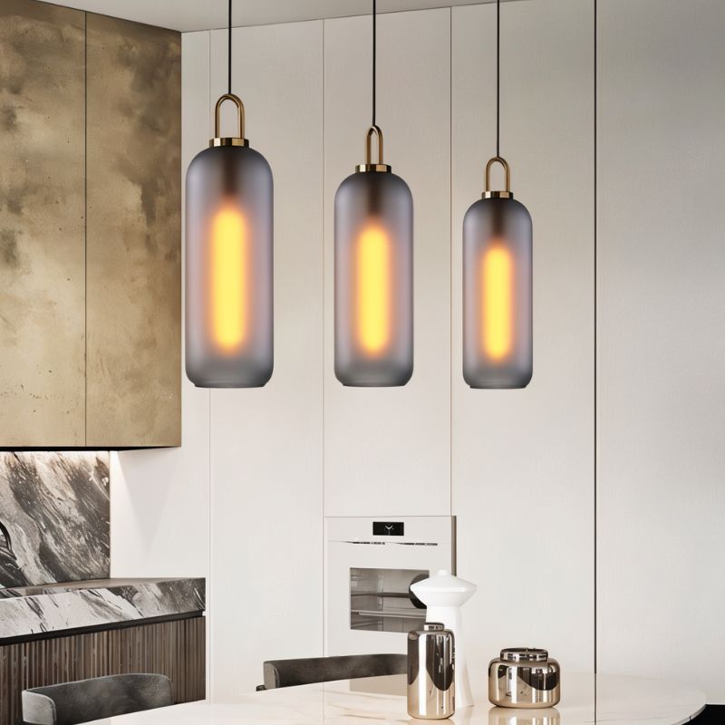 GlasNura – Moderne Hanglamp met Grijs of Transparant Glas en Messing Details
