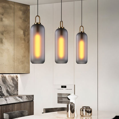 GlasNura – Moderne Hanglamp met Grijs of Transparant Glas en Messing Details