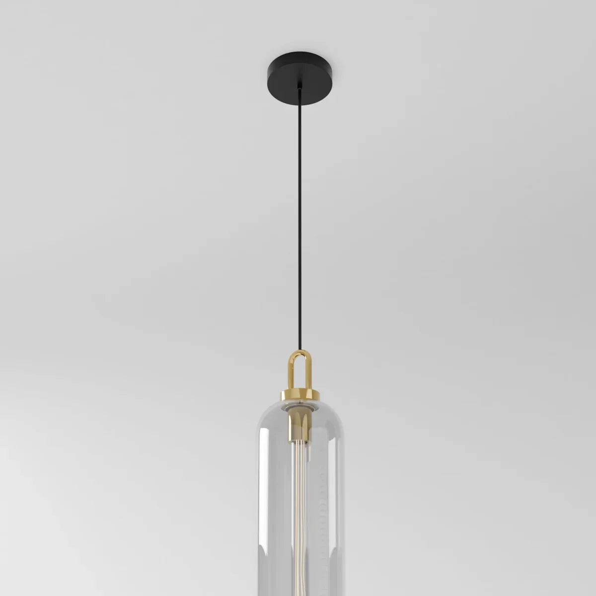 GlasNura – Moderne Hanglamp met Grijs of Transparant Glas en Messing Details