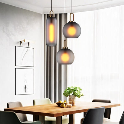 GlasNura – Moderne Hanglamp met Grijs of Transparant Glas en Messing Details