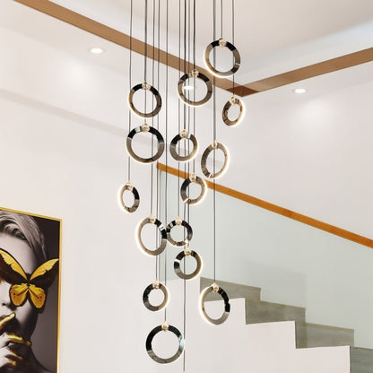 KhaatemLuce – Lampada a Sospensione LED Futuristica con Anelli Multipli – Altezza Regolabile – Design Moderno