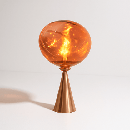 LavaLume – Design Tafellamp – Glas & Roestvrij Staal – Spiegelend & Glanzend Effect – Handgemaakt