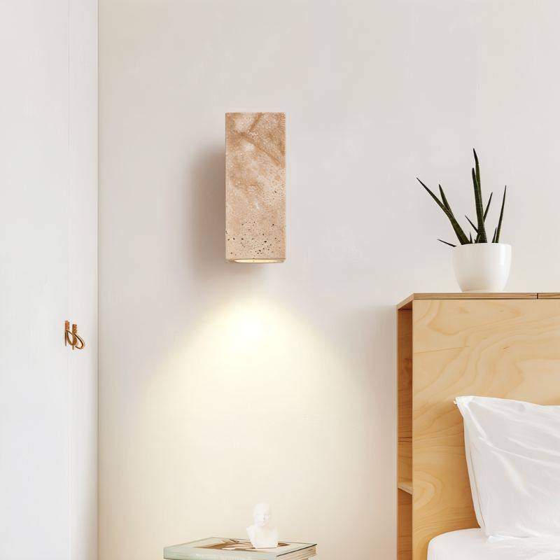 Travilo – Lampada da parete in travertino | Design moderno | LED caldo