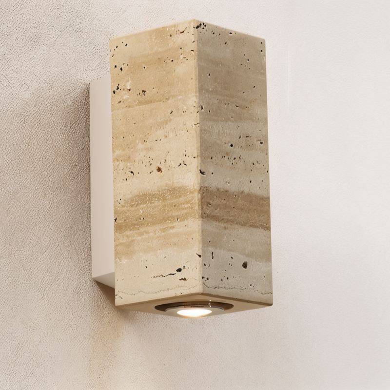 Travilo – Lampada da parete in travertino | Design moderno | LED caldo