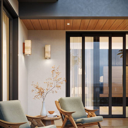 Travilo – Lampada da parete in travertino | Design moderno | LED caldo