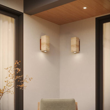 Travilo – Lampada da parete in travertino | Design moderno | LED caldo