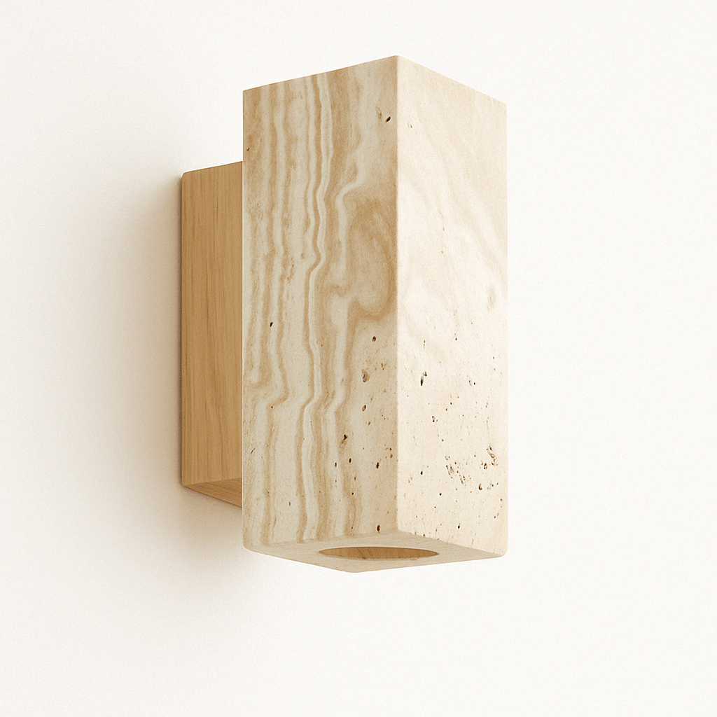 Travilo – Lampada da parete in travertino | Design moderno | LED caldo