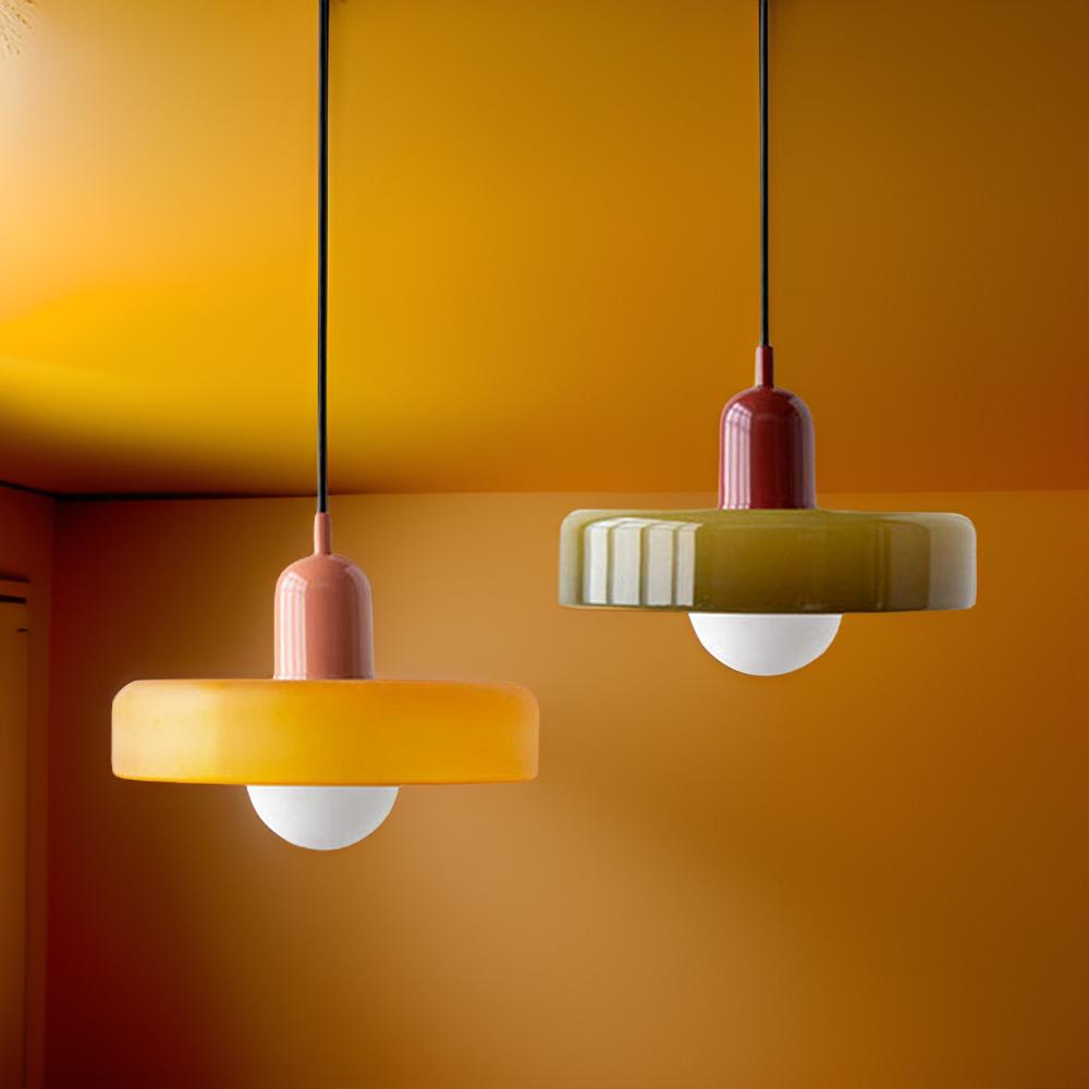 Macaron-  hanglamp met gekleurd glas en modern design