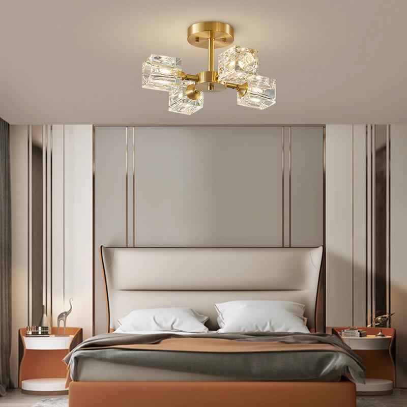 4-luci Lampada da soffitto quadrata in cristallo