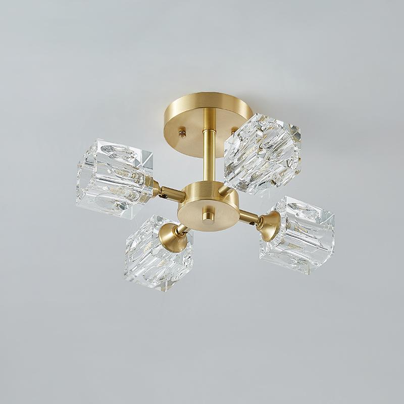 4-luci Lampada da soffitto quadrata in cristallo
