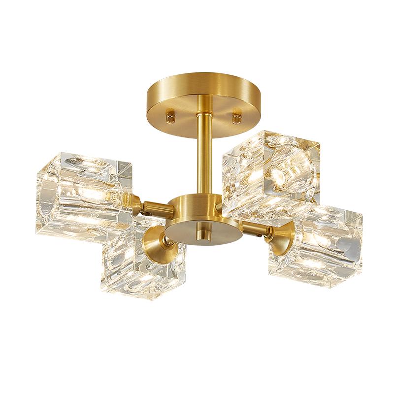 4-luci Lampada da soffitto quadrata in cristallo