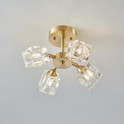 4-luci Lampada da soffitto quadrata in cristallo