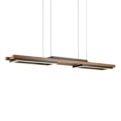 Drewniany liniowy żyrandol LED na wyspę