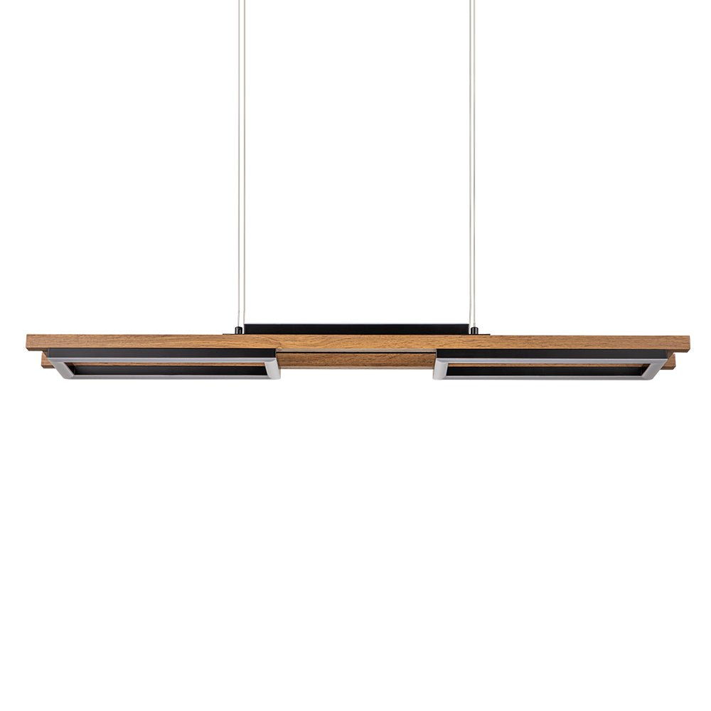 Drewniany liniowy żyrandol LED na wyspę