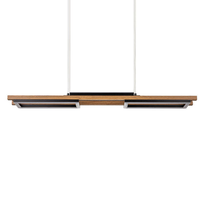 Drewniany liniowy żyrandol LED na wyspę