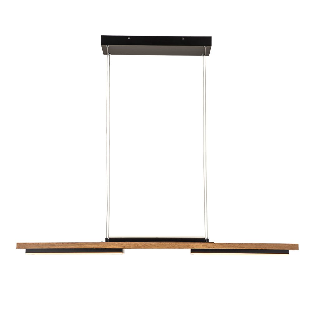 Drewniany liniowy żyrandol LED na wyspę